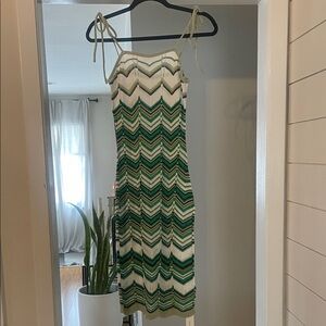 Green and White Chevron Knit Dress